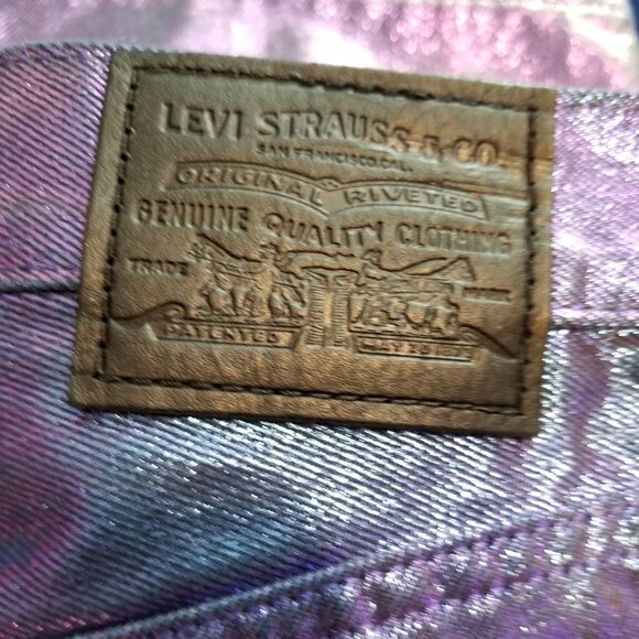 Levi's Size 26 Premium Ribcage Straight Ankle Candy Purple Iridescent Jeans NWT - Picture 7 of 12